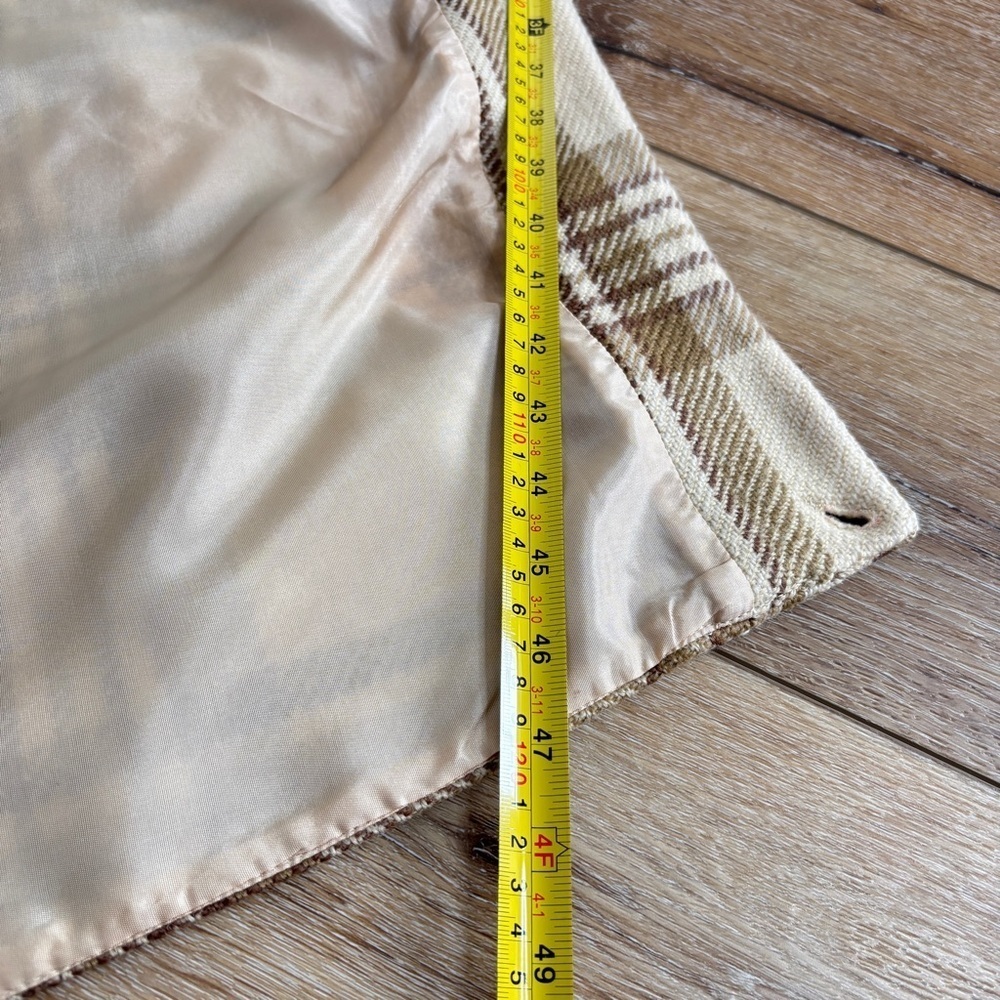 Liz Claiborne 100% Wool Wrap Skirt Size 14 Plaid Brown & Beige Lined Classic - Picture 16 of 16